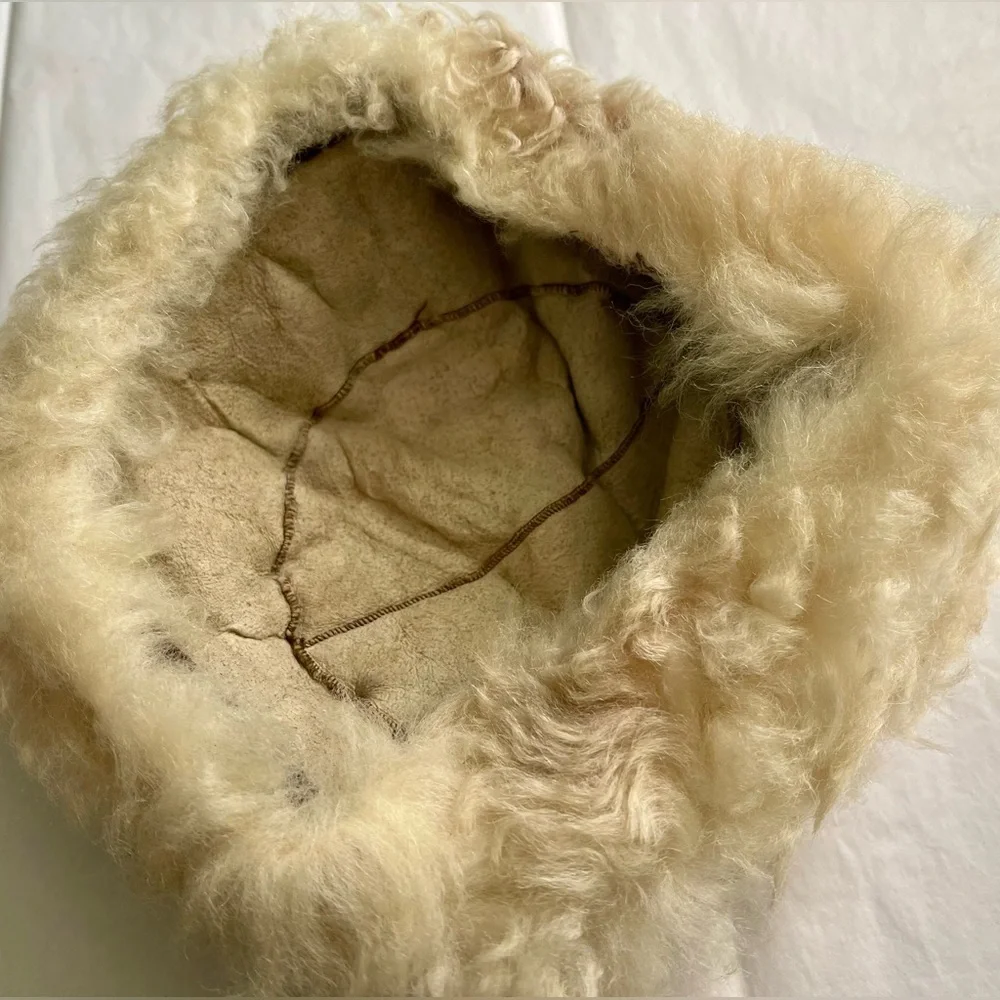 Vintage 8” Real Fur Hat 1950’s 1960’s Small Crème Tan